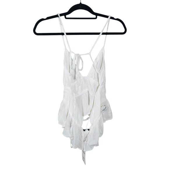 NWT Zara White Sleeveless Tank Top Strappy Tie Back Flare SZ M - Picture 10 of 11